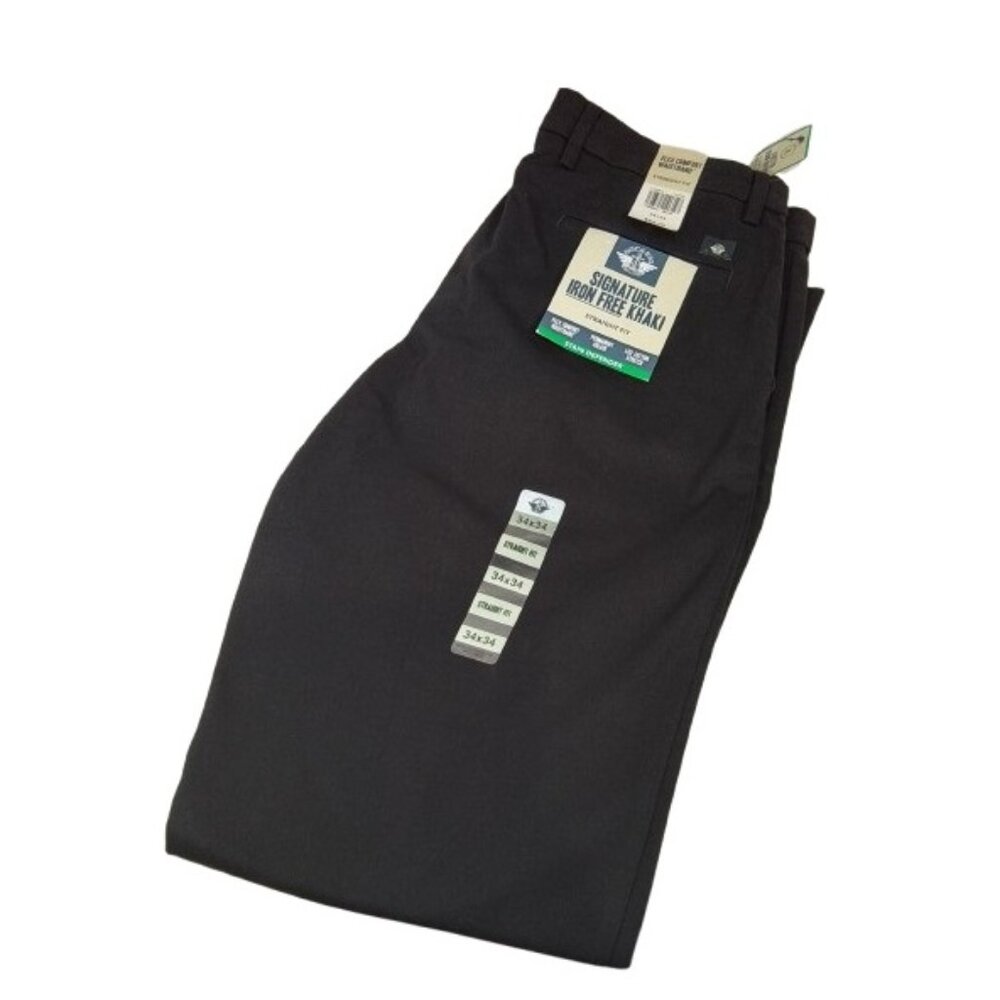 Men's Dockers Signature Khaki Straight Fit Pants  - Black - 34x34 -NWT